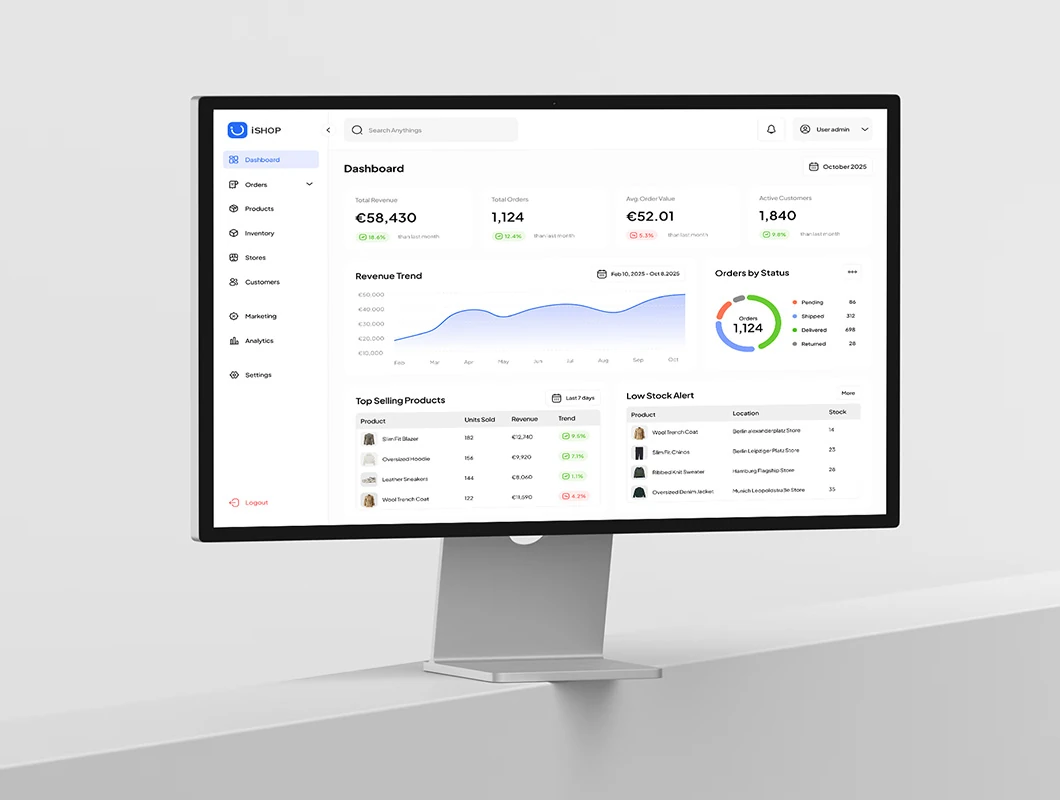 iSHOP E-Commerce Admin Redesign
